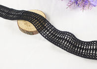 Black Polyester Water Soluble Lace Ribbon Border With Symmetric Geometric Figure