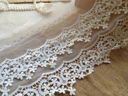 Vintage Embroidered Tulle Nylon Lace Trim For Ladies Dress 22CM Off White