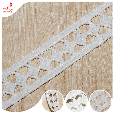Flower Water Soluble 100% Cotton Lace Trim 1.5cm Bilateral For Garment