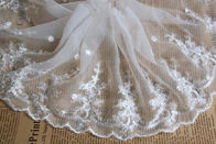White Floral Venise Nylon Mesh White Bridal Lace Fabric For Dressmaking