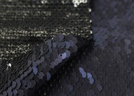 Navy Sequin Mesh Fabric , Embroidered Lace Fabric By The Yard For Evening Dresses