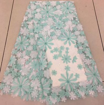 Pink 3D Flower Embroidered Mesh Lace Fabric