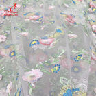 Colorful Floral Embroidery Fabric With Sequins Swiss Mesh Volie Lace